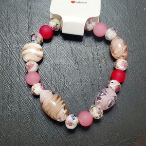 Hand made murano glass, and acrylic bracelet